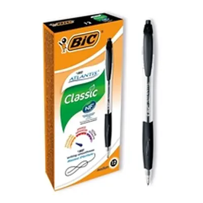 Bic Atlantis Retractable Ballpoint Pen Medium Black (12 Pack)