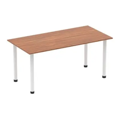 Impulse 1600mm Straight Table Walnut Top White Post Leg