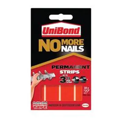 No More Nails Permanent Adhesive Strip 20x40mm Red (Pack of 10)