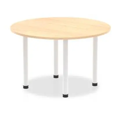 Impulse 1200mm Round Table Maple Top White Post Leg