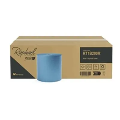 Raphael Roll Towel 1-Ply 200m x 200mm Blue (Pack of 6) RT1B200RDS