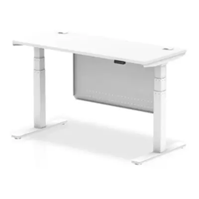 Air 1400x600 Height Adjustable Desk White CP White Leg Modesty Panel