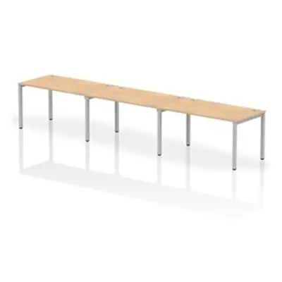 Impulse Bench Single Row 3 Person 1400 Silver Frame Bench Desk Maple