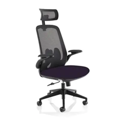 Sigma Executive Fabric Seat Tansy Purple Mesh Chair With Folding Arms