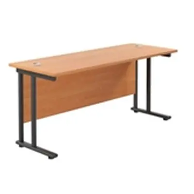 1800x600 Twin Upright Rectangular Desk Beech-Black