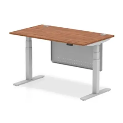 Air 1400x800 Height Adjustable Desk Walnut CP Silver Leg Modesty Panel