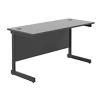 1400x600 Single Upright Rectangular Desk Black-Black