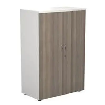 1200 Wooden Cupboard (450mm Deep) White Carcass Grey Oak Doors