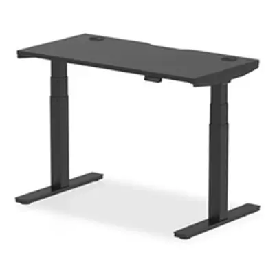 Air 1200x600mm Height Adjustable Desk Black Top Cable Ports Black Leg