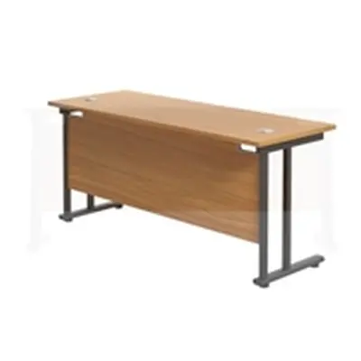 1600x600 Twin Upright Rectangular Desk Nova Oak-Black