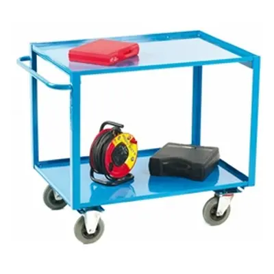 2 Tier Shelf Trolley; 1100x700x980; Fixed/Swivel Castors; Steel; Blue