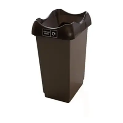 Recycling Bin c/w Sticker; Open Hole; 50L Grey Body Black Lid Plastic