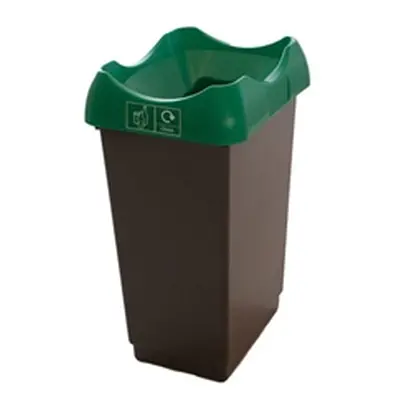 Recycling Bin c/w Sticker; Open Hole; 50L Grey Body Green Lid Plastic