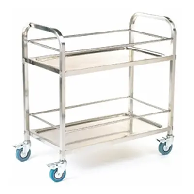 Shelf Trolley; 2 Shelf with Rod Surrounds; Swivel Castors; Silver