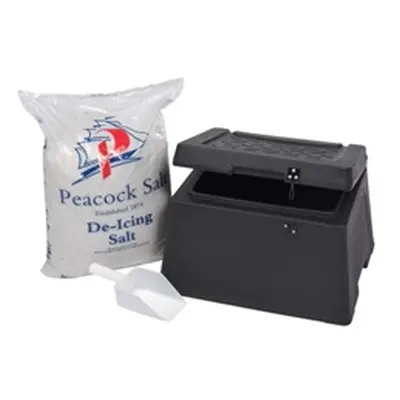 Salt & Grit Bin c/w Salt & Moulded Scoop; 30L; Black