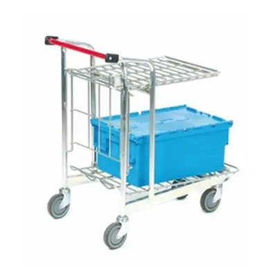 Stock Trolley with Folding Top Shelf; 200kg; Silver