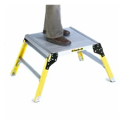 Climb-It Glass Fibre Leg Platform; 2 Tread; 150kg; Silver/Yellow