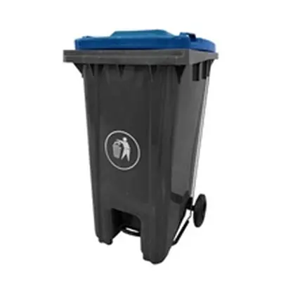 Pedal Wheeled Bin; 240L; Polypropylene; Dark Grey/Green Lid