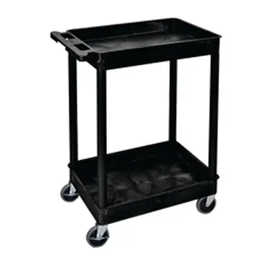 Multipurpose 2 Shelf Trolley with Uprights 136kg Capacity Black GI927L