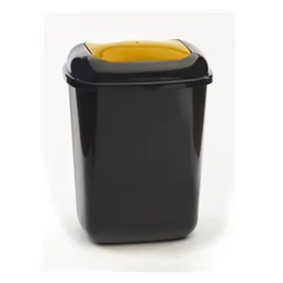 Push Spring Lid Bin c/w Sticker; 45L Dark Grey Body Orange Lid Plastic