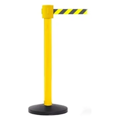 Obex Safety Belt Barrier 10600 mm; Yellow Post; Black/Yellow Chevron