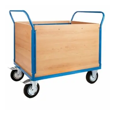 4 Veneer Sides Platform Truck; 1300 x 700 x 1050; Castors; Blue/Veneer