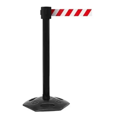 Obex Weatherproof Belt Barrier Black Post; Red/White Chevron