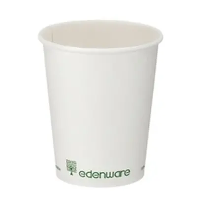 Single Wall Coffee Cup PLA Lined 8oz White (Pack of 1000) B01022