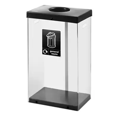 Clear Recycling Bin c/w Sticker 80L; Clear Body; Black Lid; Plastic