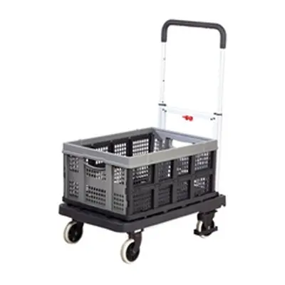 Foldaway Platform Trolley w Folding Box; Plastic/Aluminium Black/Grey