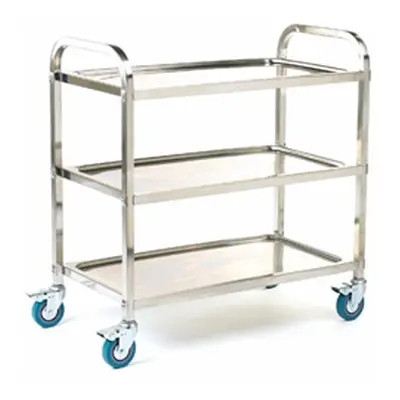 Shelf Trolley; 3 Shelf Trolley; Swivel Castors; Stainless Stee Silver