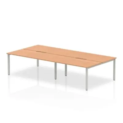 Evolve B2B Silver Frame Bench Desk 1600 Oak (4 Pod) - BE250