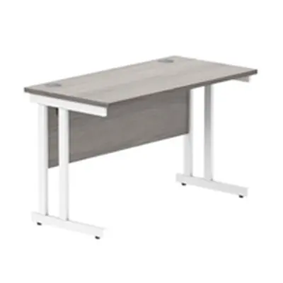 Office Rectangular Desk Double Cantilever 1200X600 Grey Oak/White