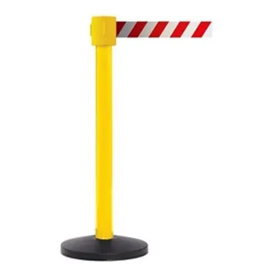 Obex Safety Belt Barrier 10600 mm; Yellow Post; Red/White Chevron