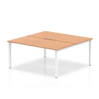 Evolve B2B White Frame Bench Desk 1600 Oak (2 Pod) - BE150