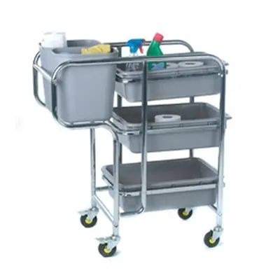 Collector Trolley; Swivel (x2 braked) Castors; Steel/Plastic; Silver