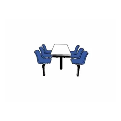 Canteen Table; 1 Way Access; 6 Seats; Blue/Black/White