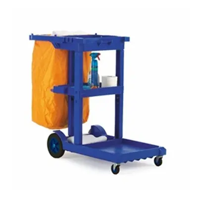 Janitorial Cleaning Trolley; Castors; Plastic/PVC; 100kg; Blue/Yellow