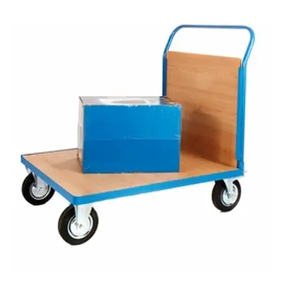 Single Veneer End Platform Truck; Fixed/Swivel Castors; Blue/Veneer