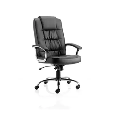 Blue Leather Deluxe Executive Chair - Motte With Arms