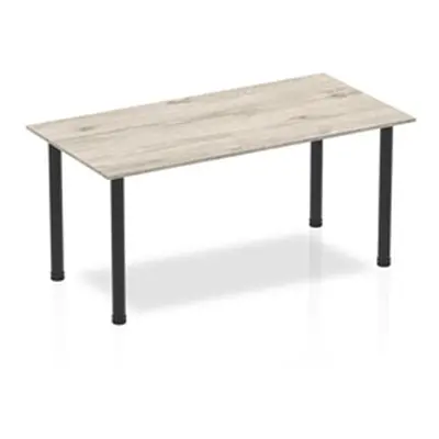 Impulse 1600mm Straight Table Grey Oak Top Black Post Leg