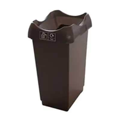 Recycling Bin w Sticker Open Hole 50L Grey Body Dark Grey Lid Plastic