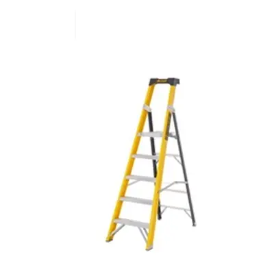 Climb-It Glass Fibre Platform Stepladder; 5 Tread; 150kg; Yellow/Black