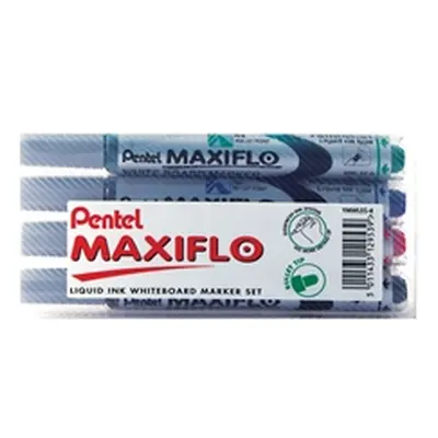 Pentel Maxiflo Whiteboard Marker Fine Assorted (Pack of 4) YMWL5S-4