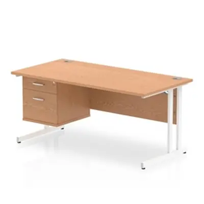 Impulse 1600 Rectangle White Cant Leg Desk Oak 1 x 2 - MI002663