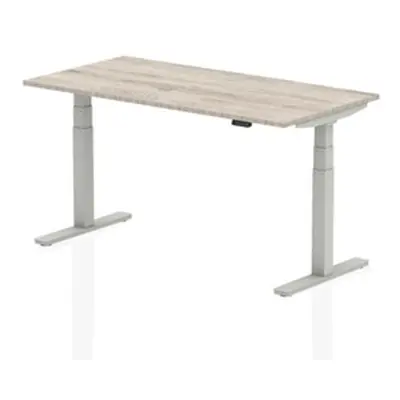 Air 1600 x 800mm Height Adjustable Desk Grey Oak Top Silver Leg