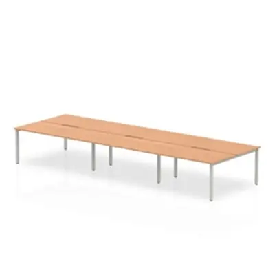 Evolve B2B Silver Frame Bench Desk 1600 Oak (6 Pod) - BE290