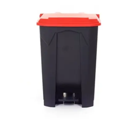 Pedal Bin; 80L; Polypropylene; Grey Body & Red Lid