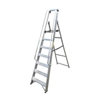 Climb-It Aluminium Swingback Stepladder 12 Tread with Handrails Silver