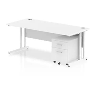 Impulse 1800x800 Desk White Top White Cantilever Leg+ Mobile Ped